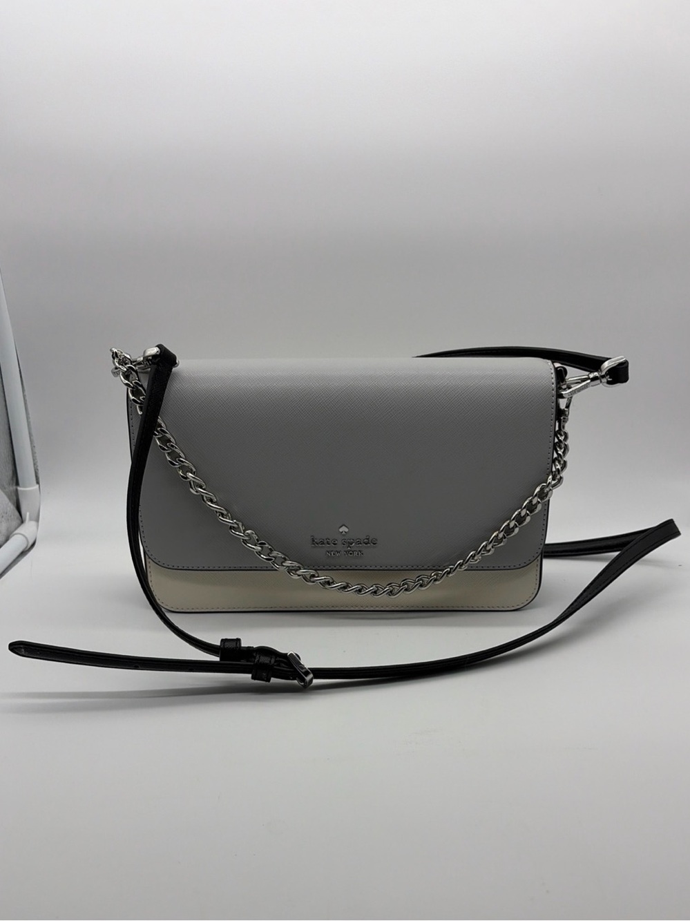 Kate Spade New York Medium Flap Madison Convertible Crossbody - Grey/White/Black